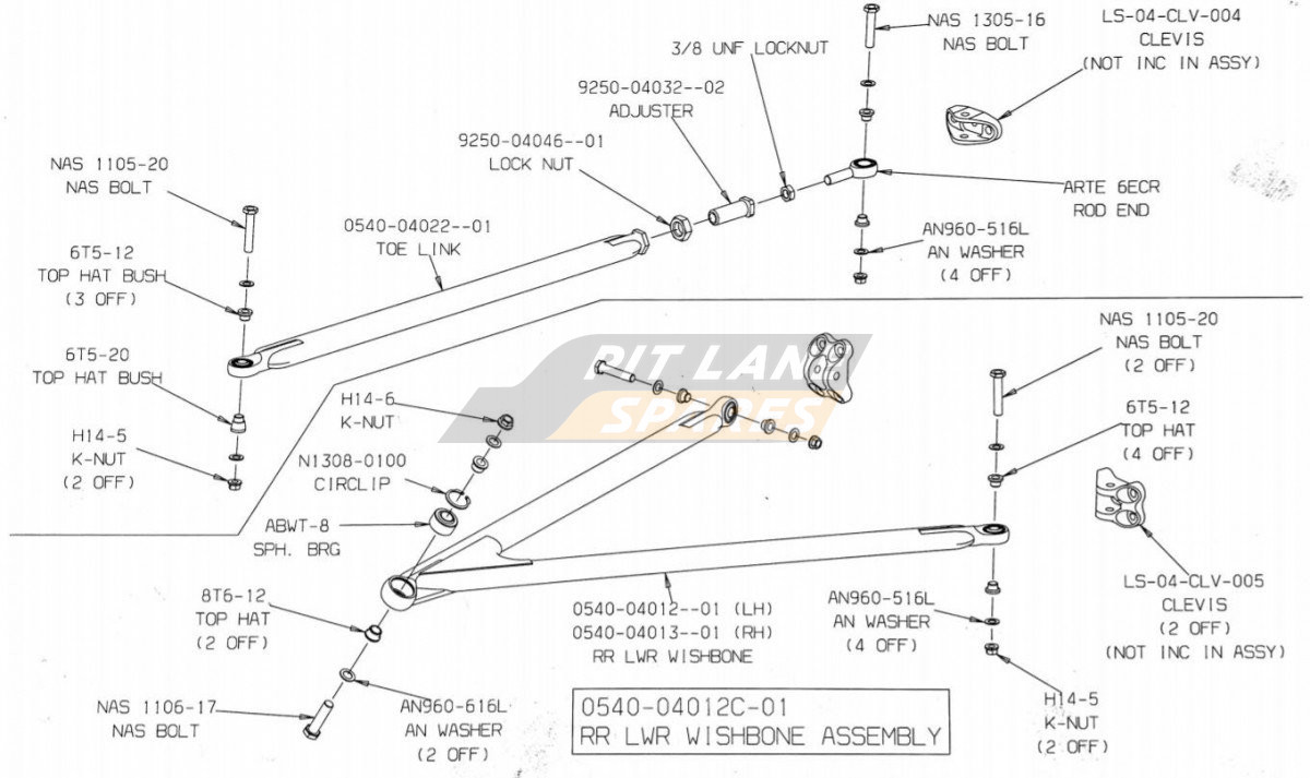 REAR LWR W'BONE & TOE LINK Diagram